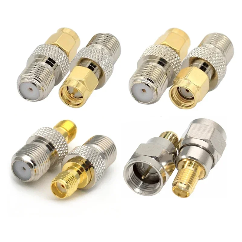 5/20Pcs RP SMA To F Quick Plug Adapter SMA To F Female/Male Plug Brass Gold Plated Coax Connector