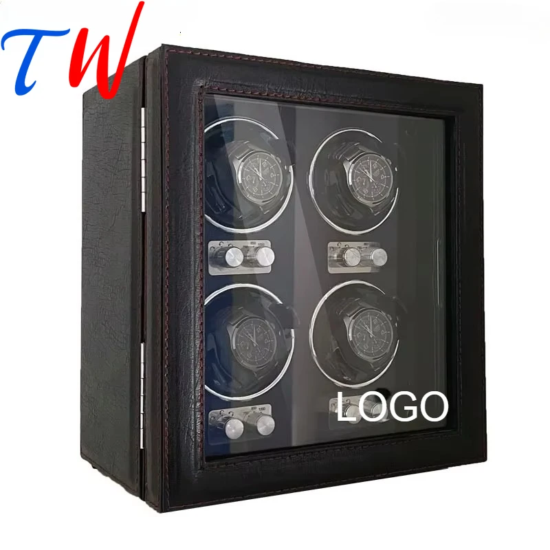 

For Watch Luxury Style Watch Winder 4 Slots Storage Box with Light Dustproof Daily Idle Display Case Watchwinder 4 Watches