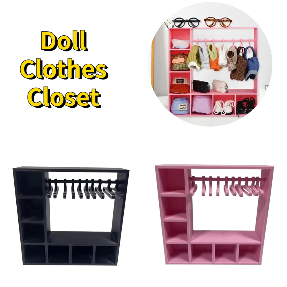 Exquisite Mini Hanger Display Rack Designed Specifically for Dolls - With 10 Hangers for Figures Durable Cute Display Box