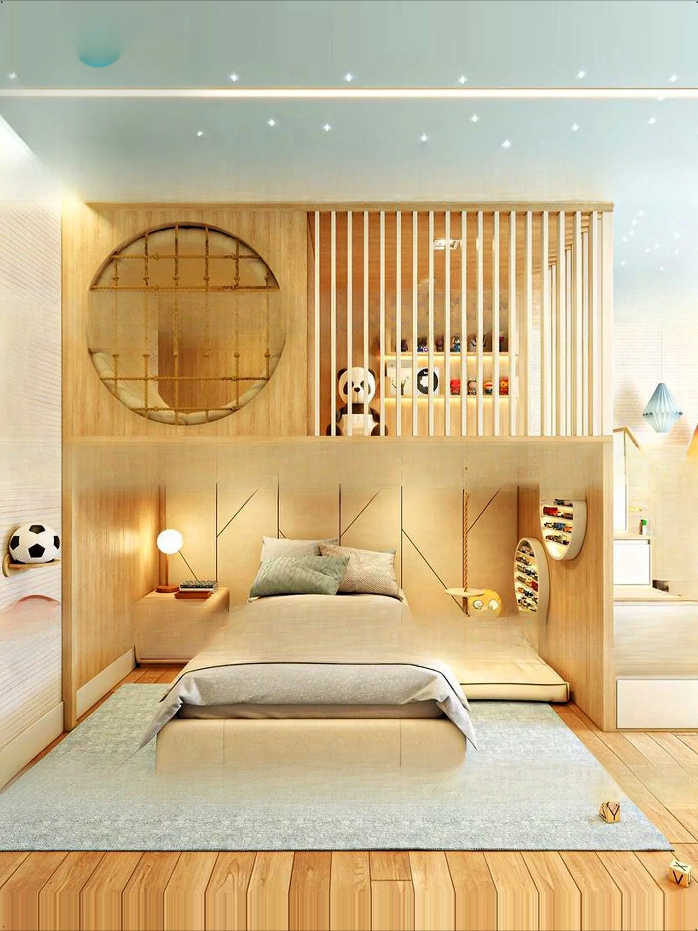 Tempat tidur susun Tempat tidur anak Kayu gelondongan, tempat tidur susun kayu solid