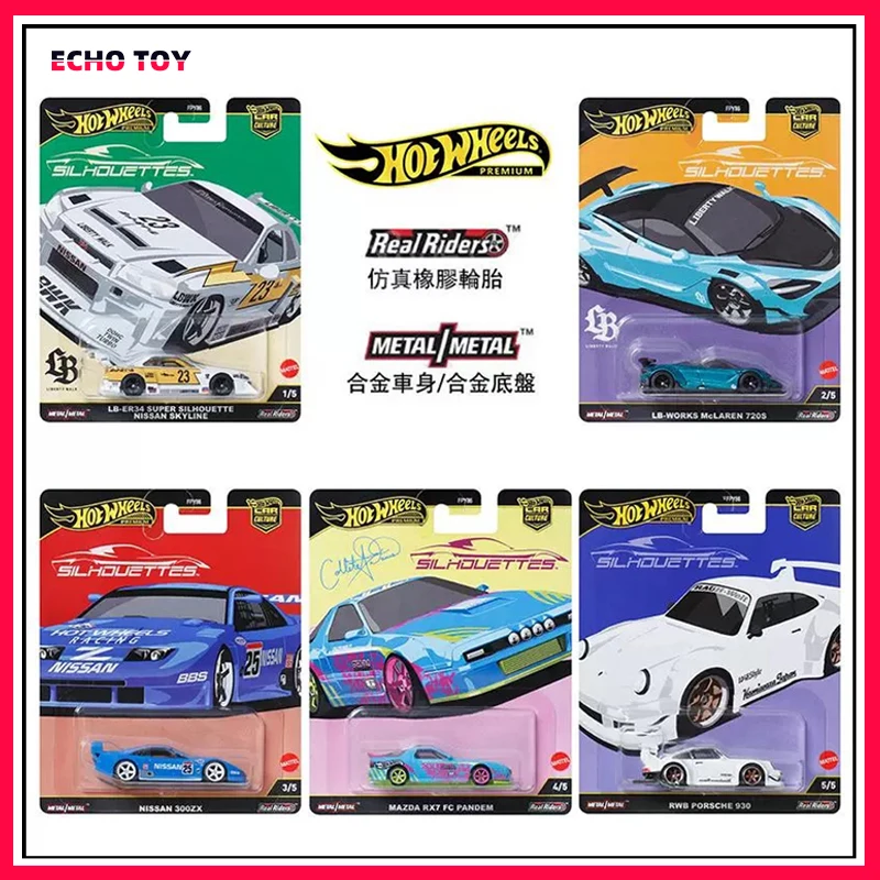 Hot Wheels Car Culture 1/64 Series Fpy86 Alloy Car Model Silhouette Lbwk Porsche Rwb Simulation Cars Model Collection Boys Gift