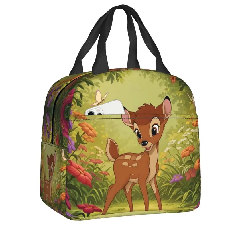 

Изолированная большая сумка для обеда Bambi на заказ для женщин, каваи, мультфильм, аниме, многоразовый холодильник, термобокс для бенто, школьная коробка