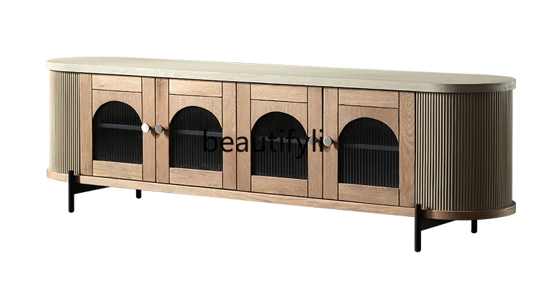 French Country Retro Antique Cement Paint TV Cabinet Living Room Designer Model Room Silent Style living room  furniture