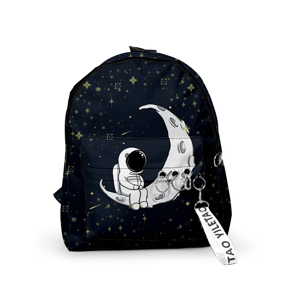 Harajuku Novelty astronaut Backpacks Boys/Girls pupil School Bags 3D Print Keychains Oxford Waterproof Cute Small Backpacks