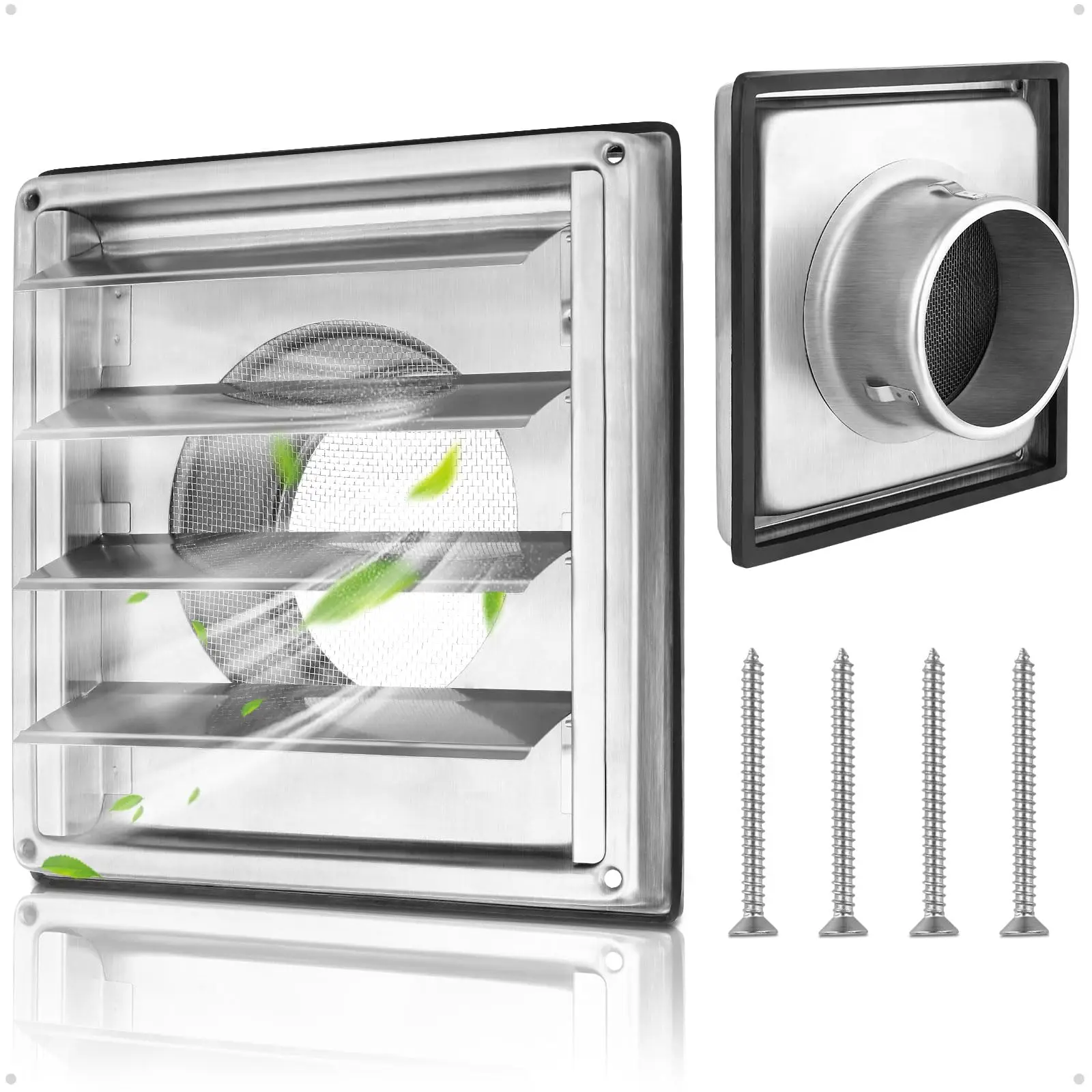 Silbernes Upgrade-Lüftungsgitter, universelle Größe, Edelstahl, einfache Installation, Heimwerker-Verbesserung, 150 mm