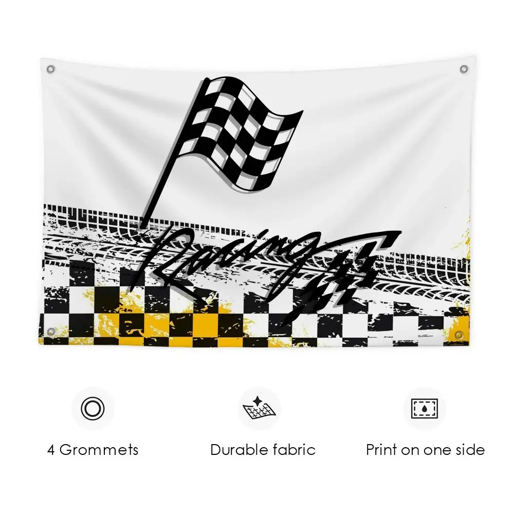 competition Racing car moto  Flags  custom Banner for Garage Door room decor Wall Out Decoration With Metal buckle
