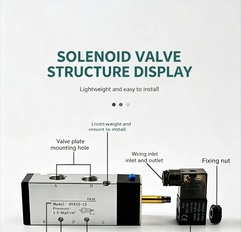 Airtac type solenoid valve 4V210-08/310-10 directional valve 24V/220V 2-position 5-way 12V solenoid type