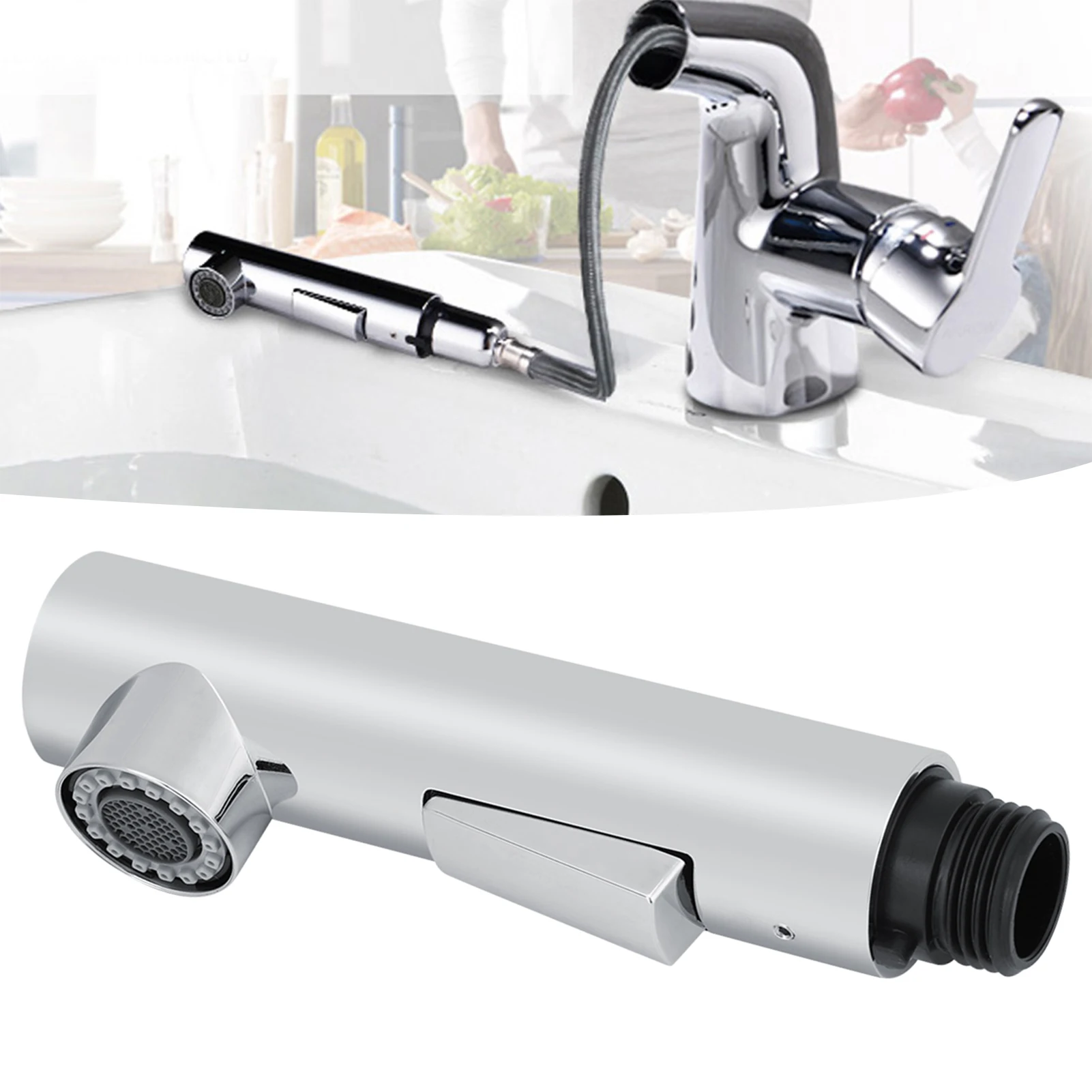 ZK30 Kitchen Bathroom Pull Out Faucet Sprayer Shower Water Tap Spray Head Replacement Accessory