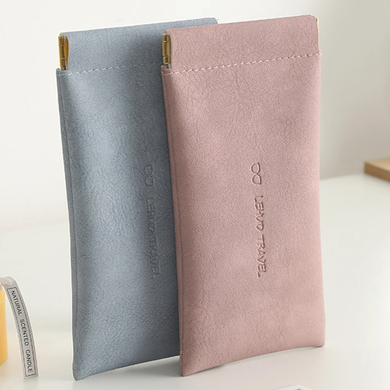 Fashion Soft Leather Reading Glasses Bag Case Waterproof Solid Sun Glasses Pouch Simple Eyewear Storage Bags Eyewear Accessories