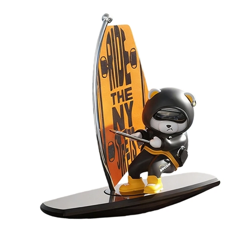   Creative Eye Catching Moving Surfing Bear Car Dashboard Ornament For Fun Rides