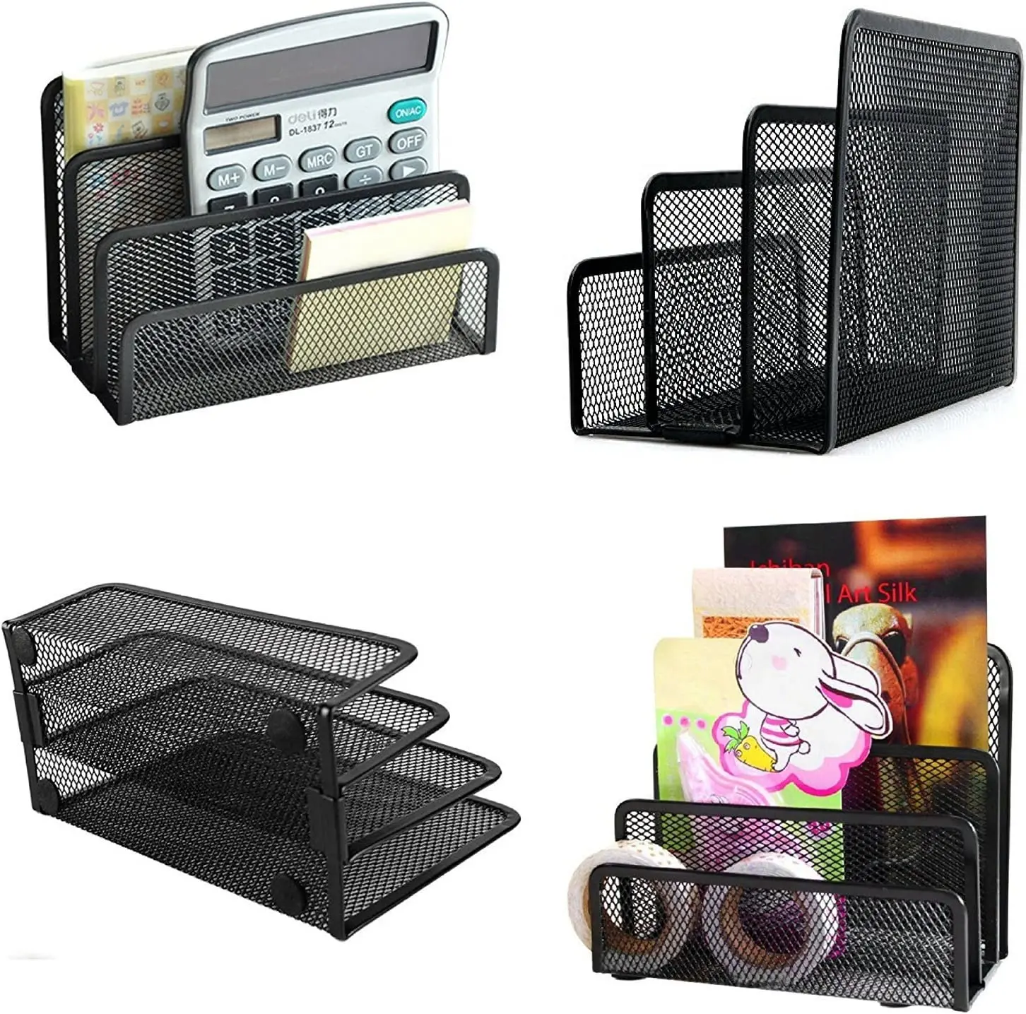 Metal Mesh Office Desk Mail Organizer, Small Letter Sorter, Desktop File Organizer, 3 compartimentos verticais verticais
