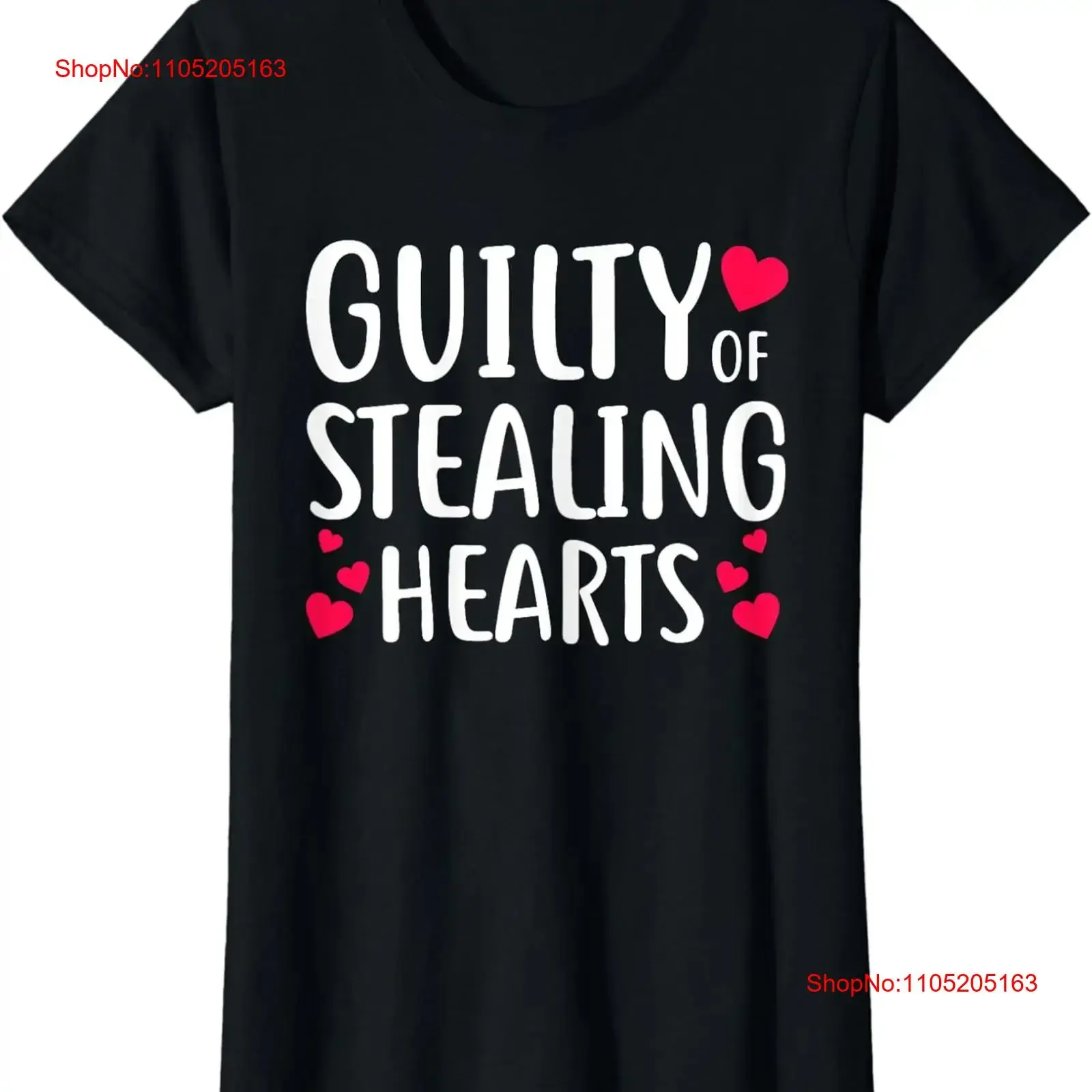 Guilty Of Stealing Hearts Funny Valentines Day s Ladies' Crewneck T Shirt vintage Washed Stylish Stretched Unisex streetwear