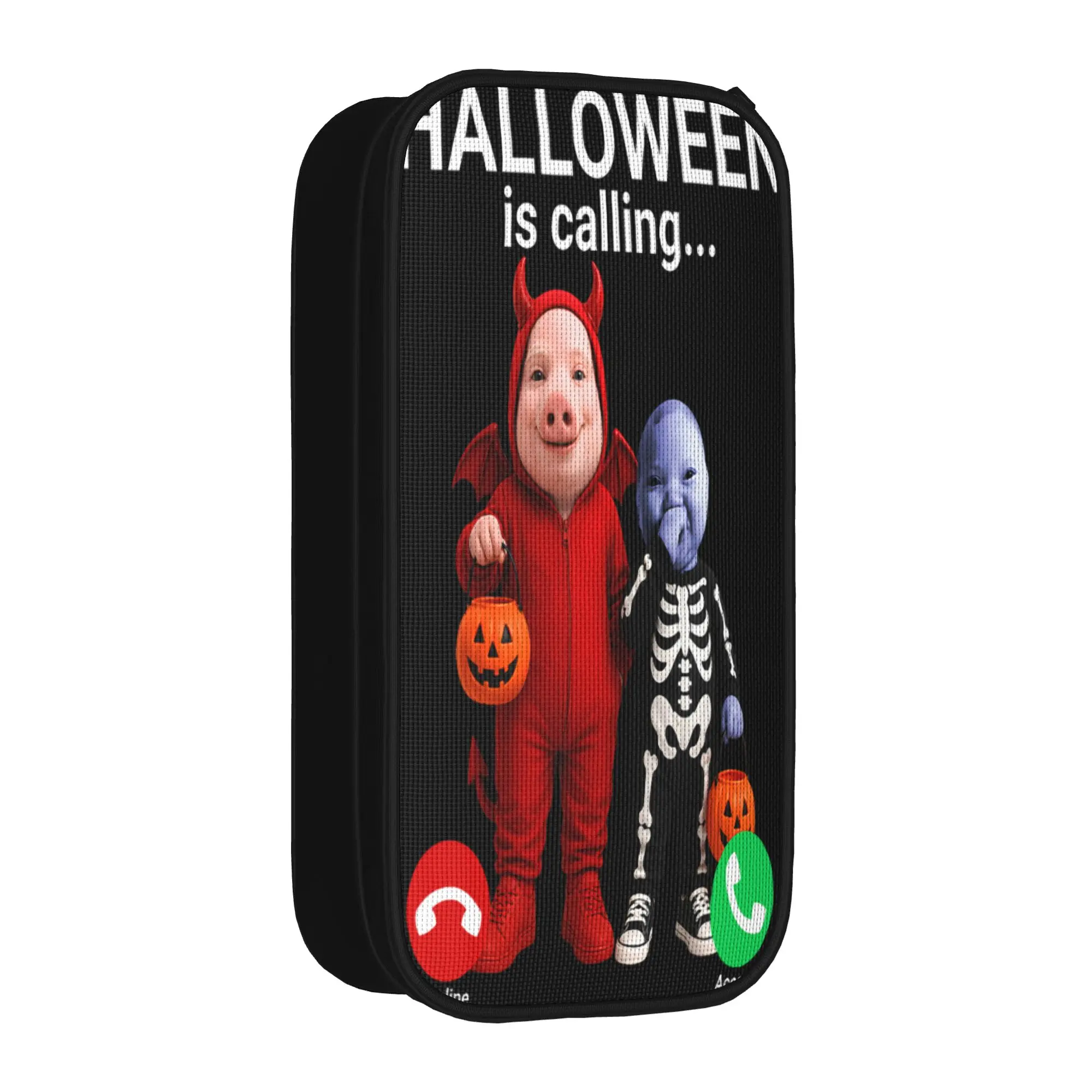 Halloween John Pork AI Baby Pencil Case  Big Pencil Box Students Canvas Vintage School Pencil Cases Graphic Stationery