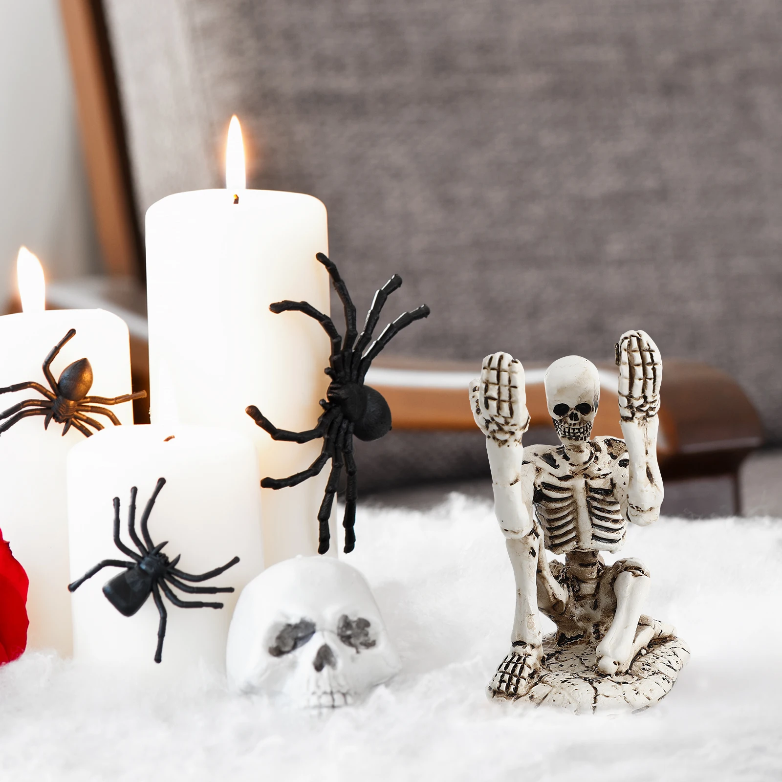 

1 Pc Unique Gothic Style Mini Skeleton Pen Holder Desk Organizer Halloween Tabletop Decoration