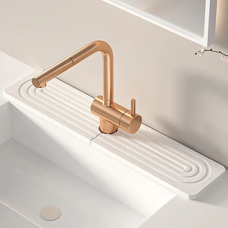 

Kitchen Sink Guard Mat 40x10cm Faucet Mats Diatom Mud Water-absorbing Quick-drying Hard Mat Kitchen Bathroom Sink Hand Wash Mat