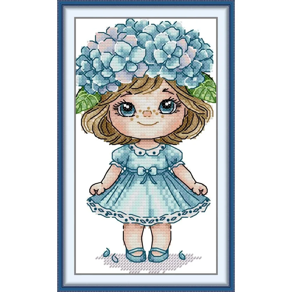 

Набор для вышивки крестом Joy Sunday с предварительной печатью, «сделай сам», легкий узор, Aida 14/11CT, набор для вышивки из штампованной ткани-Гортензия для девочек