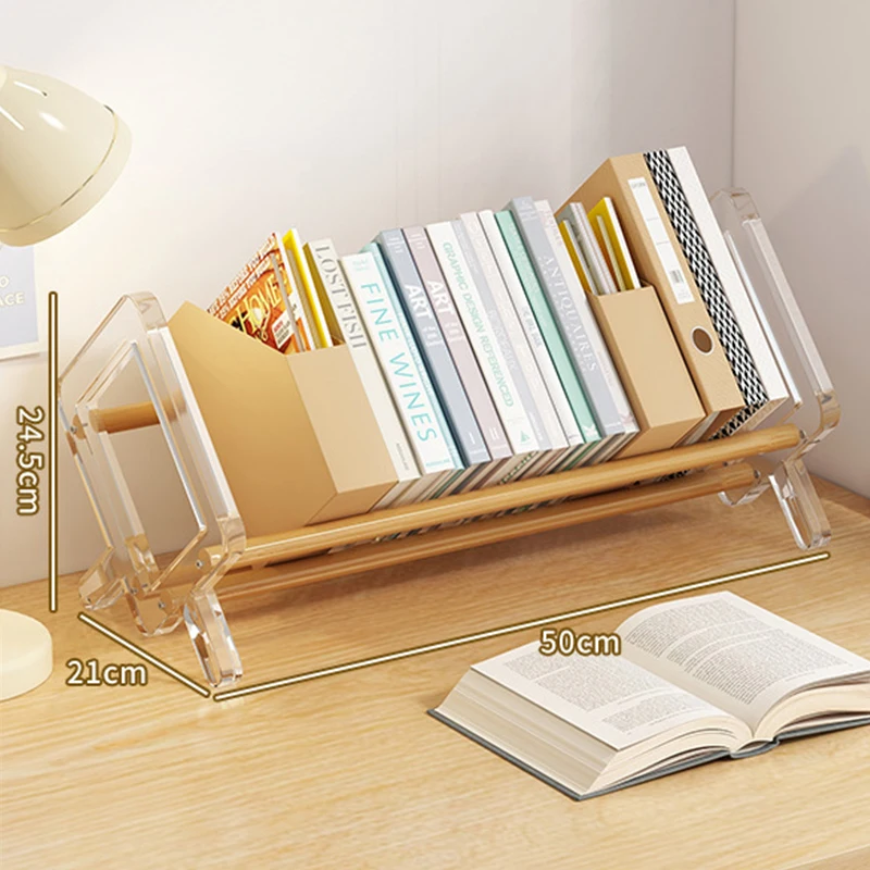 Acrylic Desktop Bookshelf Home Living Room Small Decoration Bamboo Decorative Shelf Desk Multi-shelf Bookcase Storage Shelf New