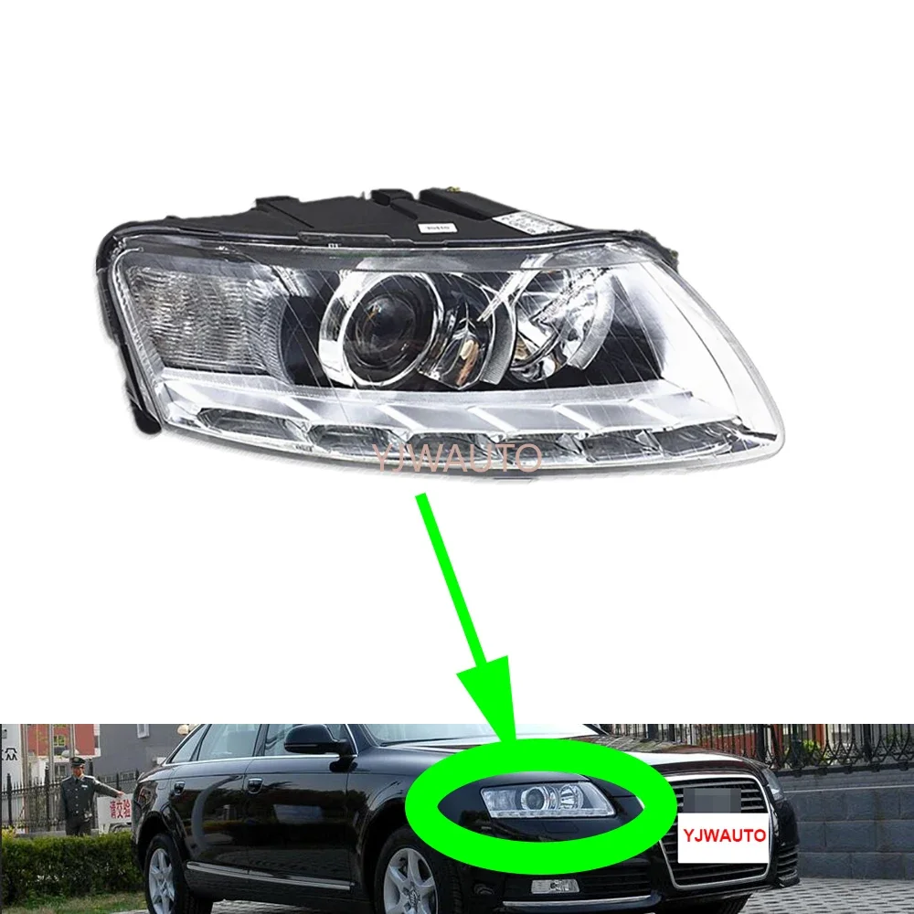 For Audi A6 2009 2010 2011 Headlamp Car Headlight Assembly with Day Running Lamp Replacement Front Whole Auto Light Assembly