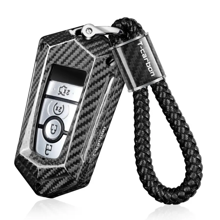 

Key Fob Cover Fits F150 F250,Carbon Fiber Key Shell with Keychain Compatible with Ford Escape,Key Fob Case Fits Ford Bronco Mave