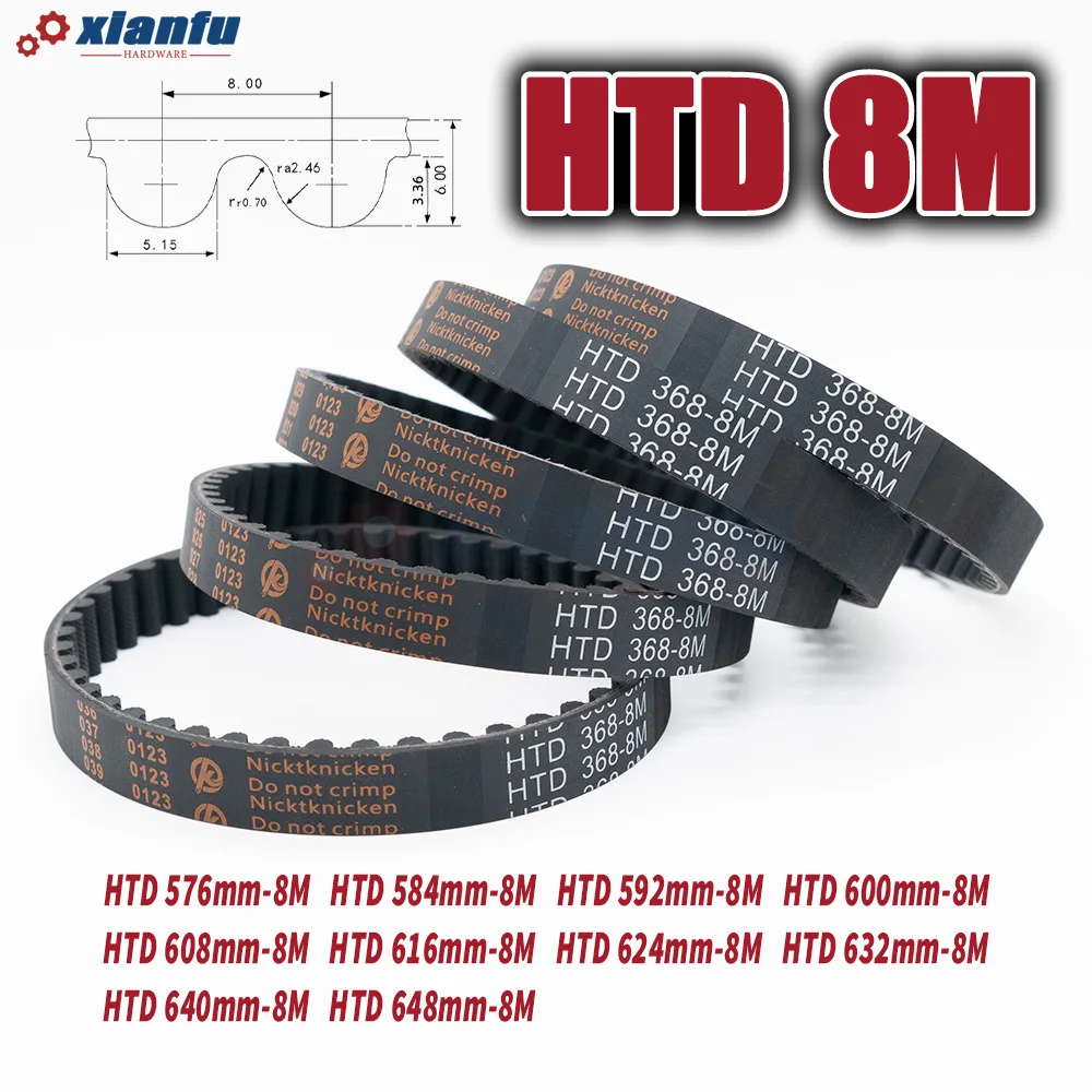 HTD 8M Timing Belt Rubber Perimeter 576 584 592 600 608 616 624 632 640 648mm Width 10~50mm HTD8M Drive Machine Transmission CNC - Image 3
