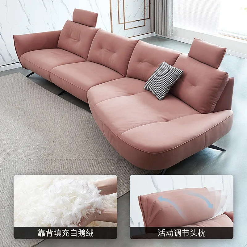 Minimalist Italian leather sofa living room combination lazy special-shaped high-value multi-functional electric sofa