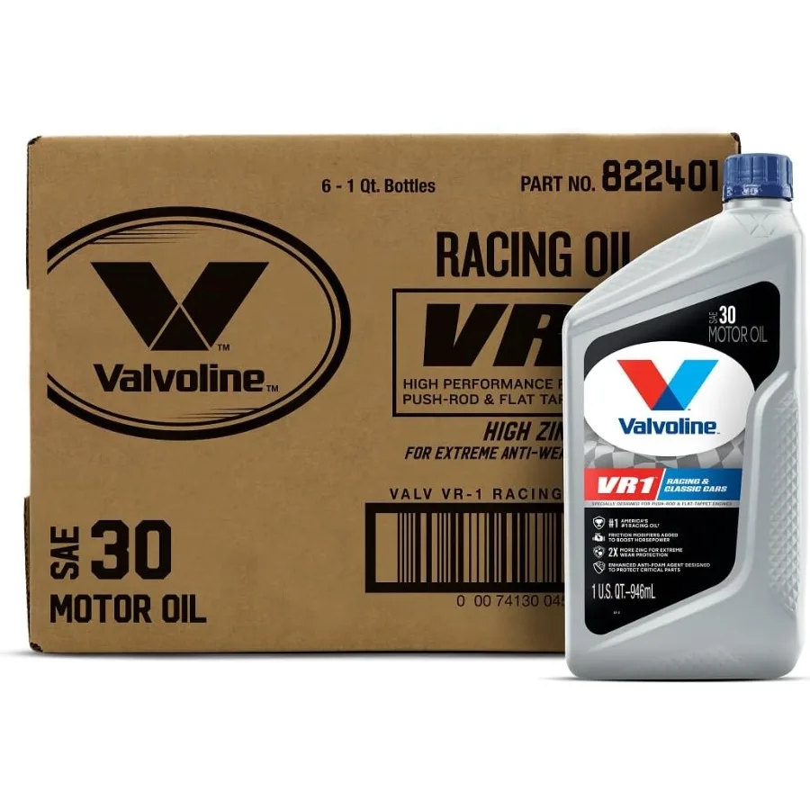 

Высокопроизводительное моторное масло VR1 Racing SAE 30 для двигателей с высокой обратной связью и экстремальной температурой Упаковка из 6 бутылок 1 QT E