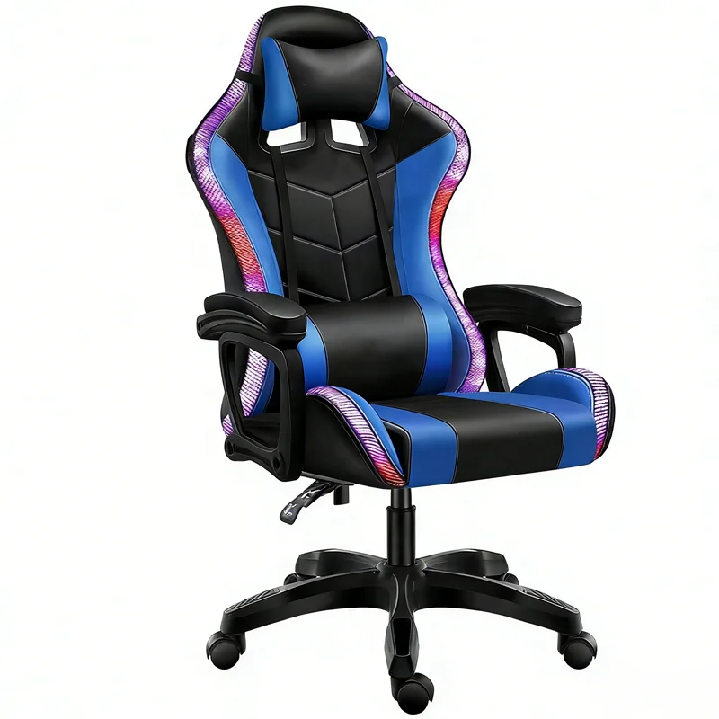 

Игровое кресло-реклайнер оптом с RGB-подсветкой, вращающееся кожаное офисное игровое кресло, гоночное кресло с динамиками
