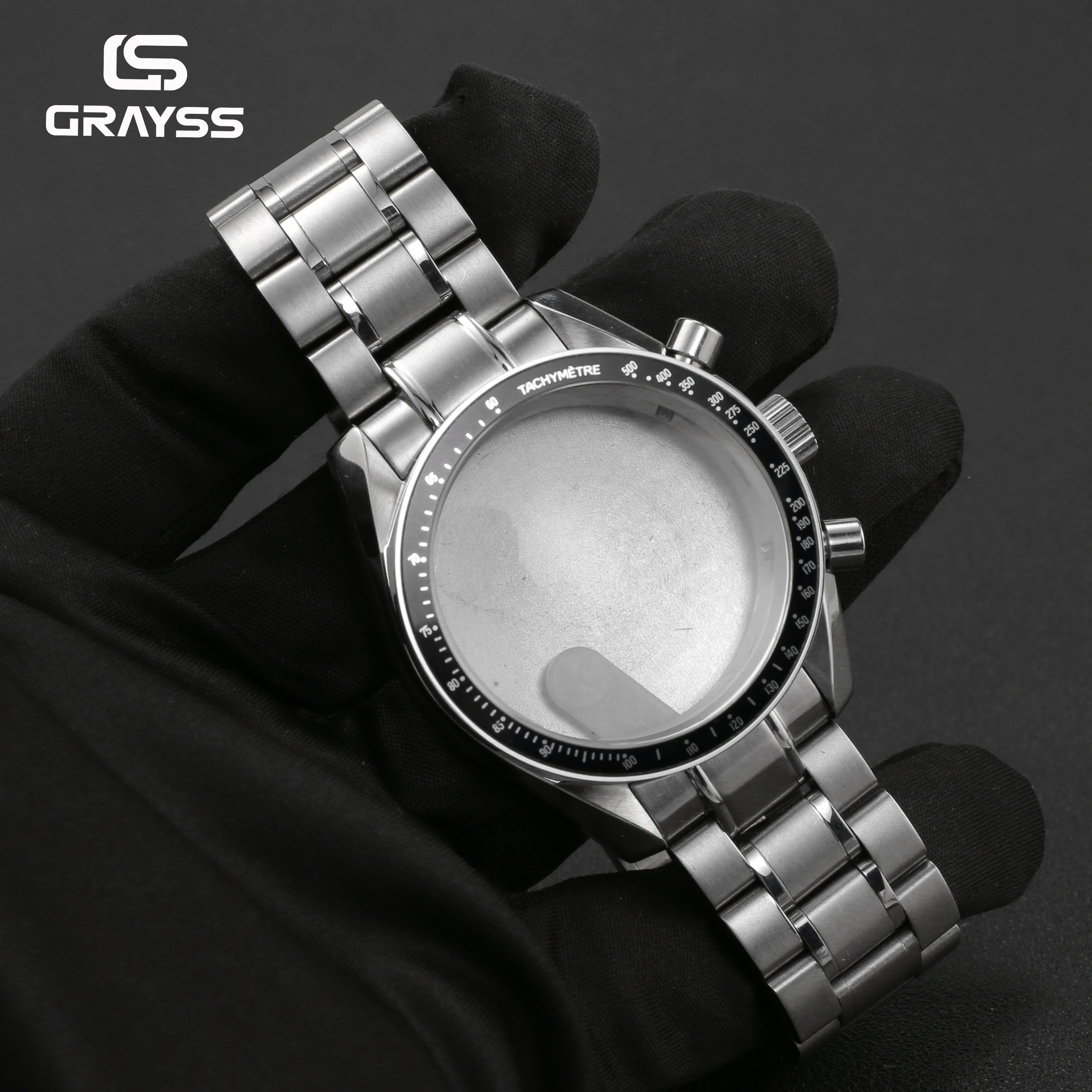 VK63 Gehäuse 39,7MM für Speed Master Metallgehäuse Lünette Chronograph für VK63 Uhrenzubehör Uhrenteile Passend für 20mm Armband