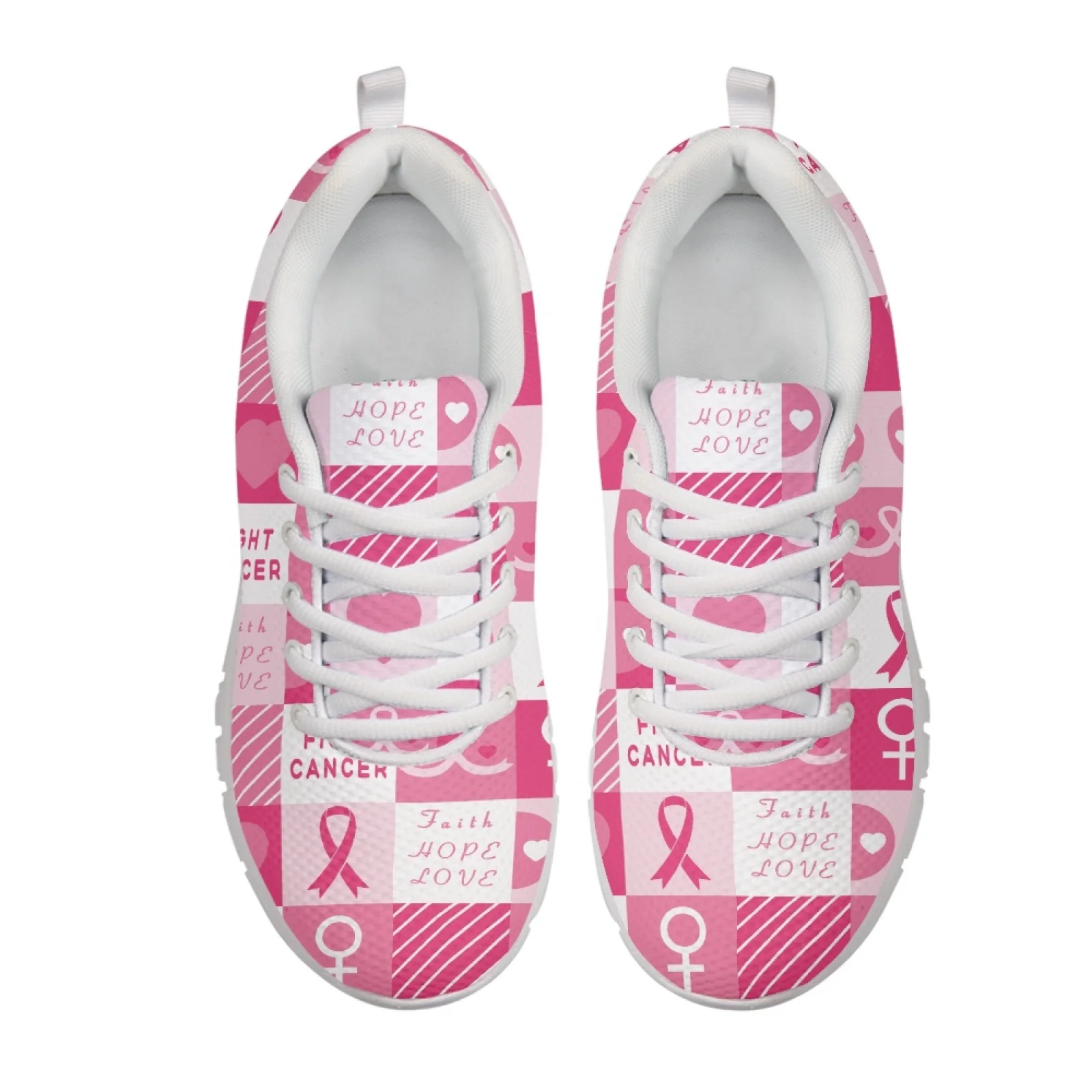Coloranimal Breast Cancer Theme New Trend Running Sneakers Women Tennis Shoes Breathable Running Walking Shoes for Mens