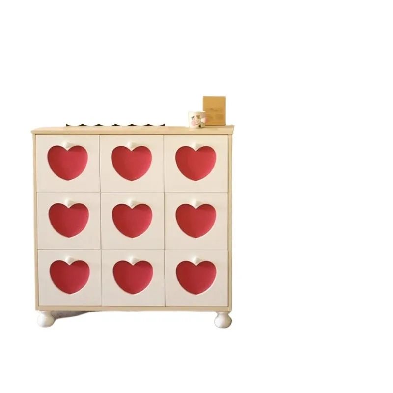 cream style chest girl heart bedroom bedside table, locker modern simple storage decorative