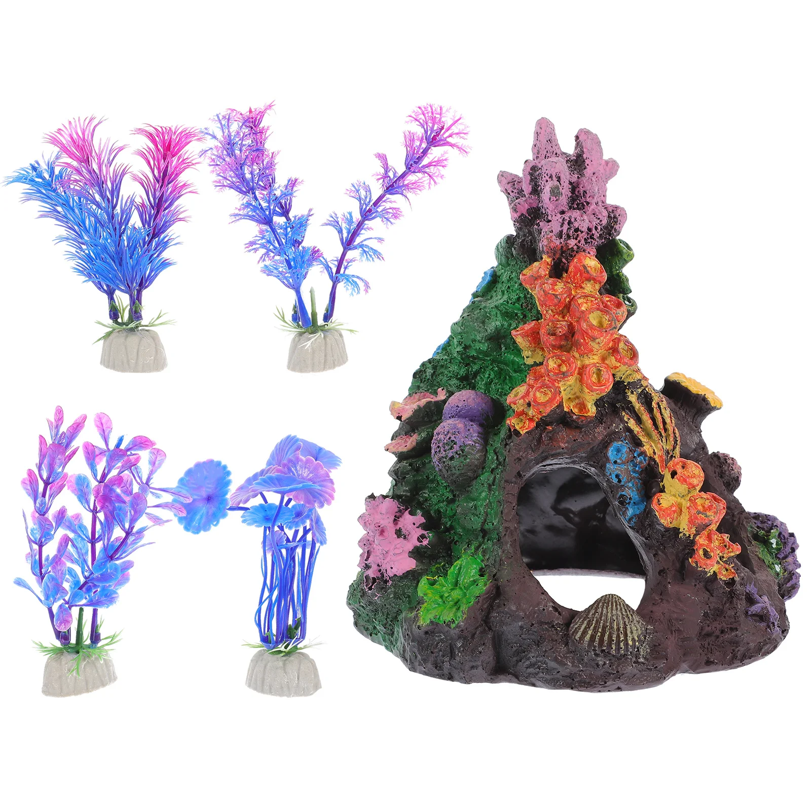 

5pcs Coral Reef Aquarium Decor Set Artificial Coral Mountain Fake Plants For Fish Tank Realistic Landscape Small Desktop