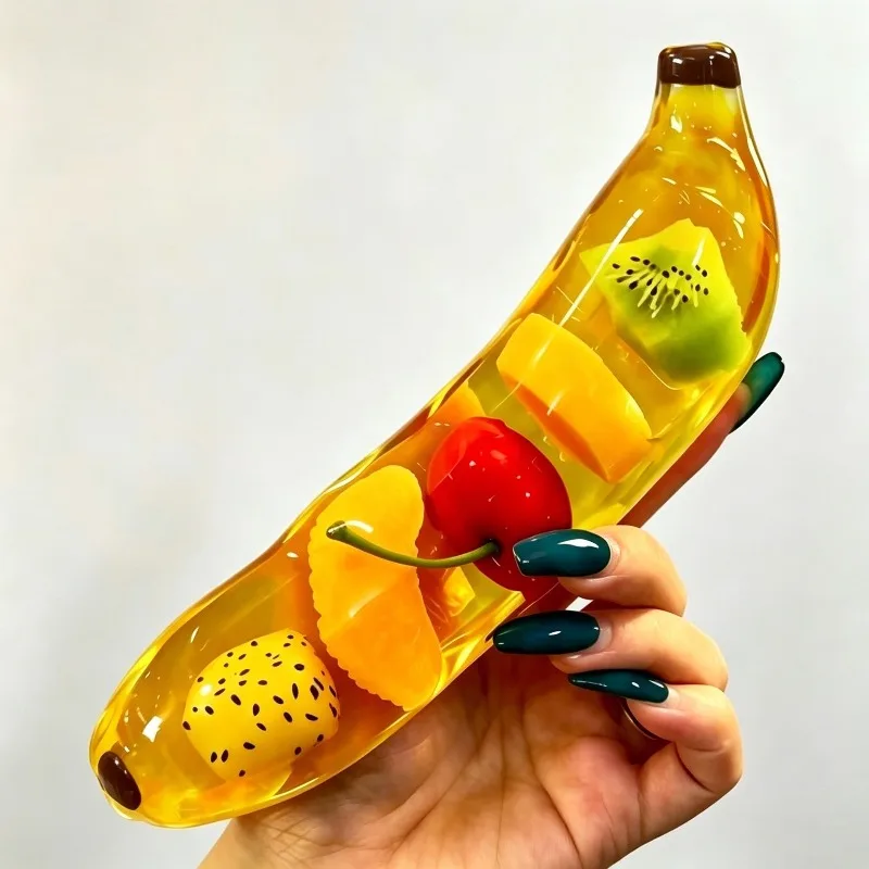 Fruit Banana Jelly Squishy Toy Stress Ball Fidget Toys Big Slushy Banana Squishy Toys Squeeze Ball ASMR Anti Stress Relief Toys view 6