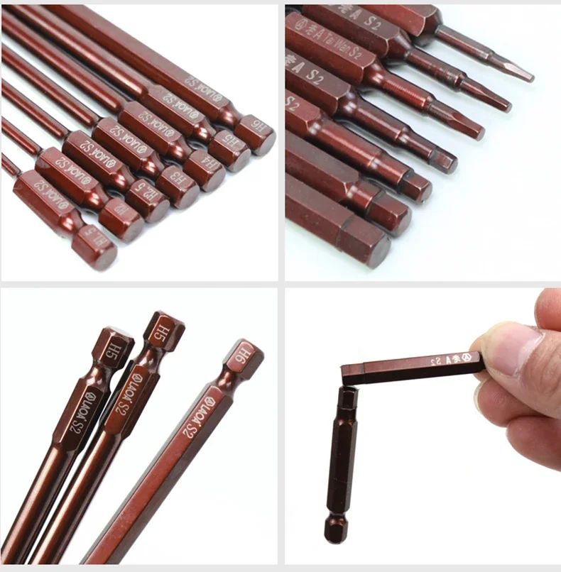 LAOA S2 Sechskant-Schraubendreher-Bits, elektrische Schraubendreher-Bits, verlängerter Sechskant-Schraubendreherkopf H1,5 H2,0 H2,5 H3,0 H4,0 H5,0 H6,0 – Detail 6