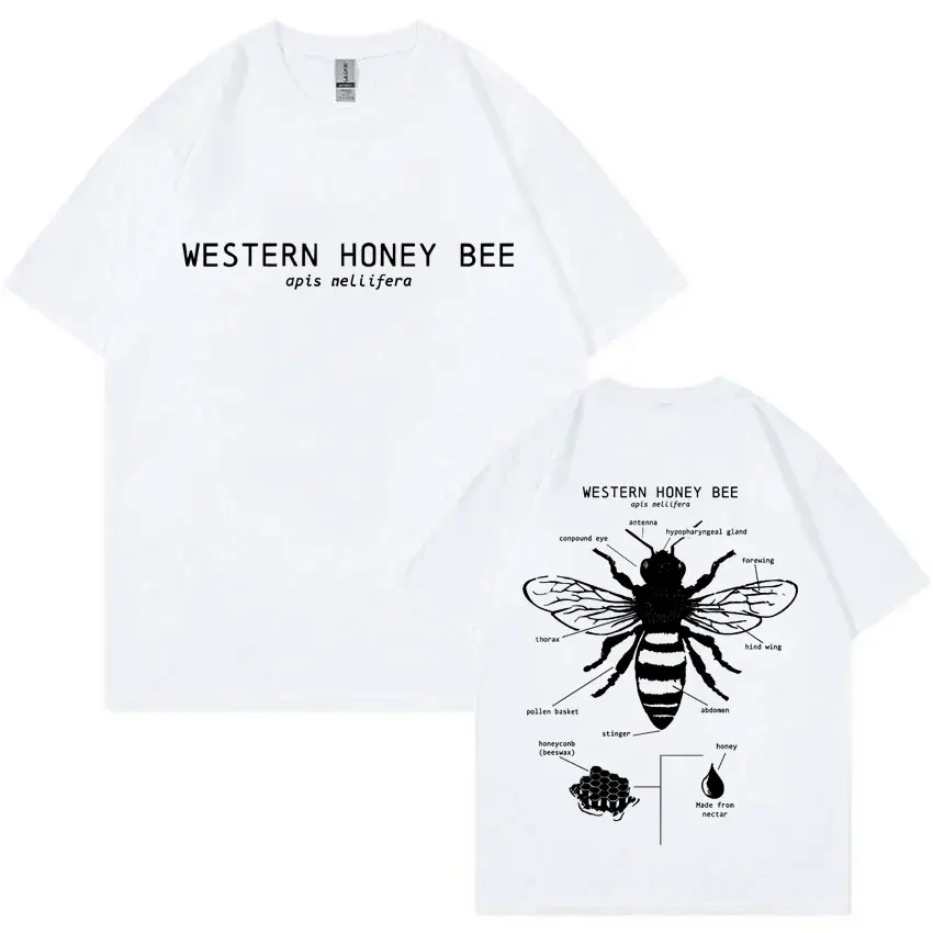 

Biology Beekeeping Beekeeper Western Honey Bee Anatomy Graphic T Shirt Men Women Casual Oversized Cotton Short Sleeve T-shirts