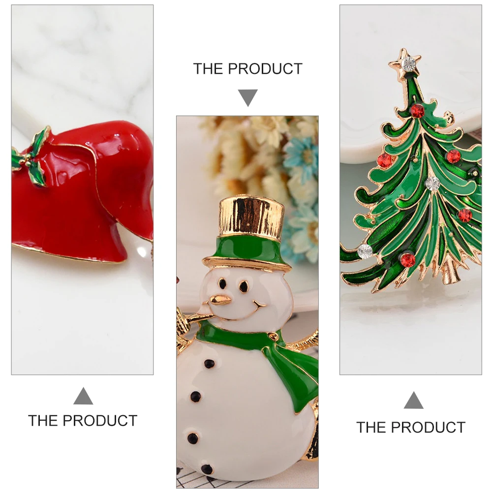 

5 Pcs Christmas Brooch Jewelry Decorations Snowman Snowflake Pin Miss Xmas Brooches Pins