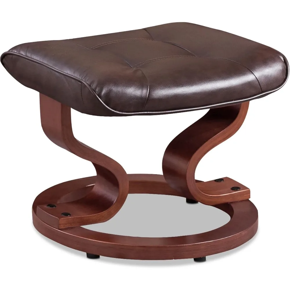 Poltrona reclinável giratória manual com otomano, conjunto de cadeira otomana para espaços pequenos RV, sala de estar, quarto, escritório 9019 4919 (couro falso