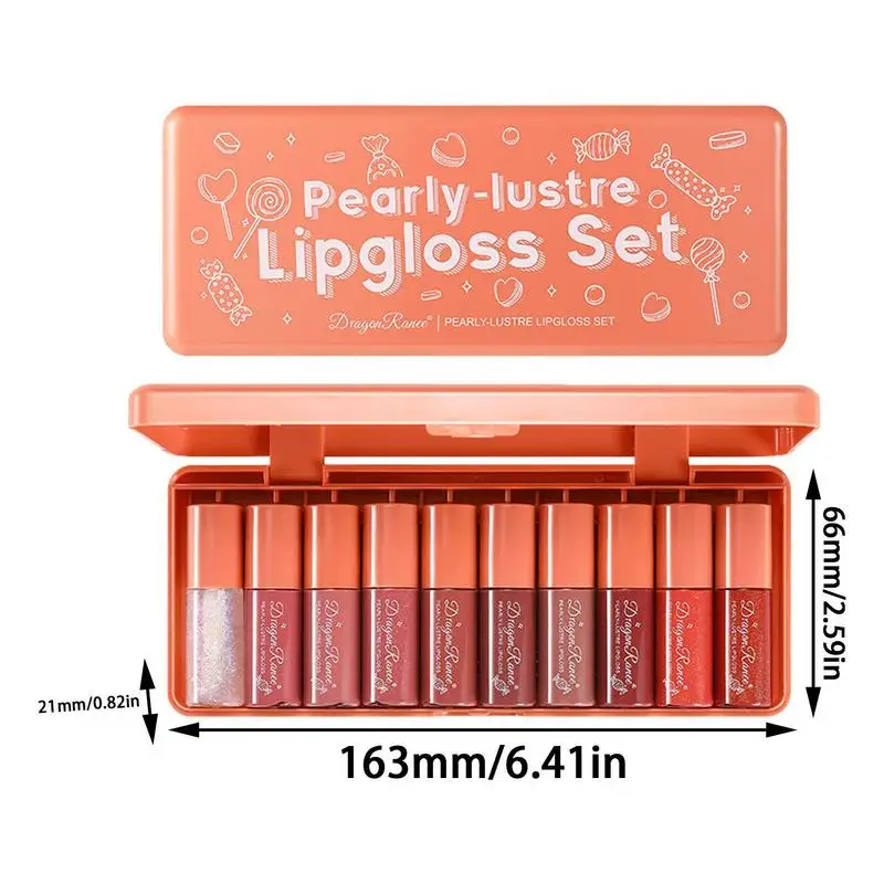 Lip Gloss Sample Set, Lip Gloss Amostras Laranja, Batom hidratante, Lips Light Lines, hidratante, impermeável, 3,5g, 10 pcs