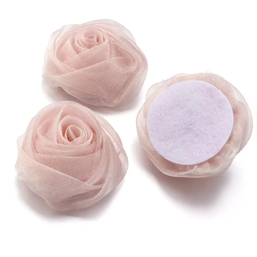 3Pcs 5cm Organza Fabric Rose Flower Colorful Fabric Chiffon Artificial Flower Flower Shape DIY Flower Accessory Hair Accessories