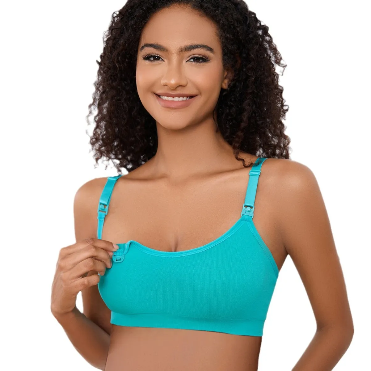 حمالة صدر مريحة للرضاعة للأمهات، حمالة صدر رياضية لليوجا لاسلكية للأمهات المرضعات مع أكواب مفتوحة بمشبك سهل