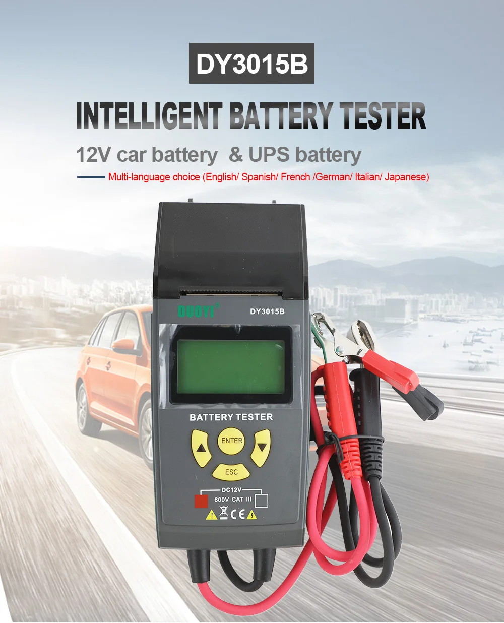 

DUOYI DY3015B 12V 24V Car Battery Tester Auto Cranking Charging Tester CCA Lead-acid Multifunction Digital Analyzer Diagnostic