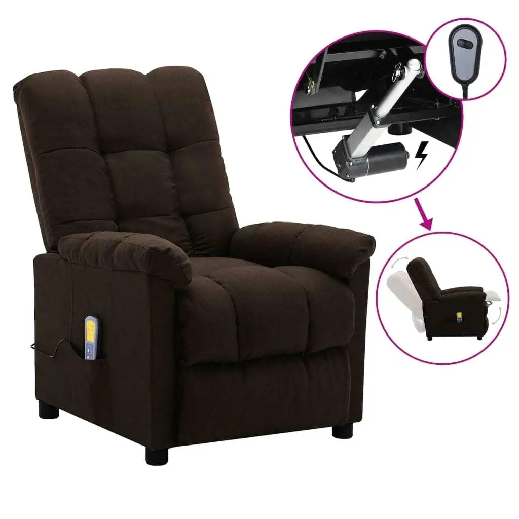 Luxury Dark Brown Fabric Massage Recliner Chair for Comfort & Relaxation