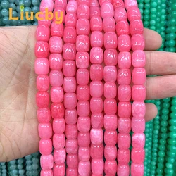 Stone coloring Light red stripes Cylindrical circle Beads for Jewelry Making DIY Earrings Necklace Accessories 15