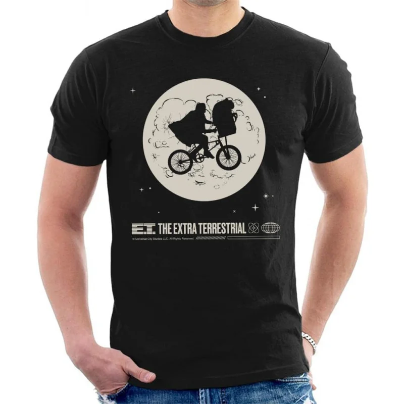 

Space Explorer Bike Flyin' High 80s Sci fi The Extra-Terrestrial Retro Alien Gift T shirt E.T. Graphic Clothes All size Tops