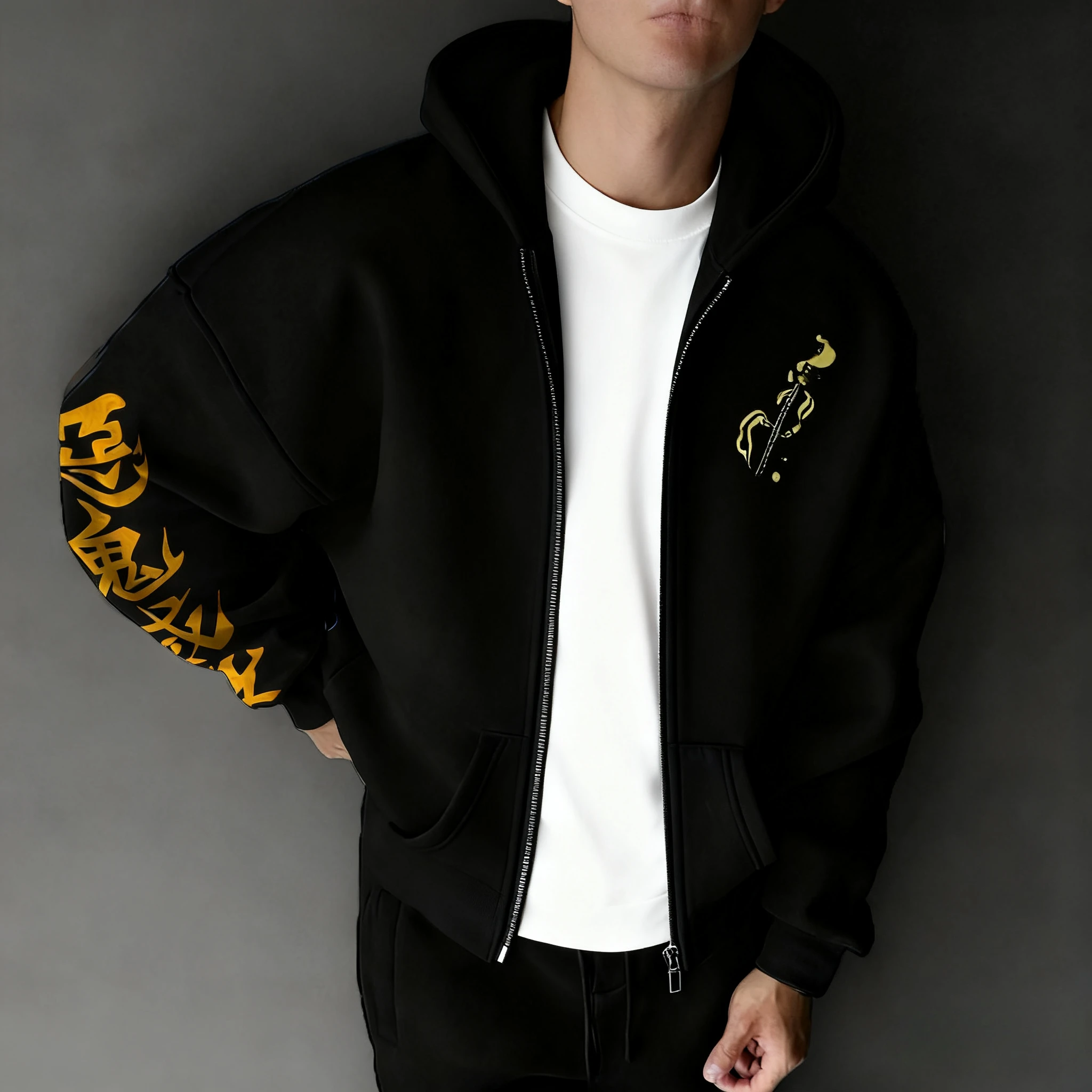 Demon slayer anime zíper hoodie unisex outono/inverno novo agatsuma zenitsu impresso harajuku plus size na moda casual solto topo