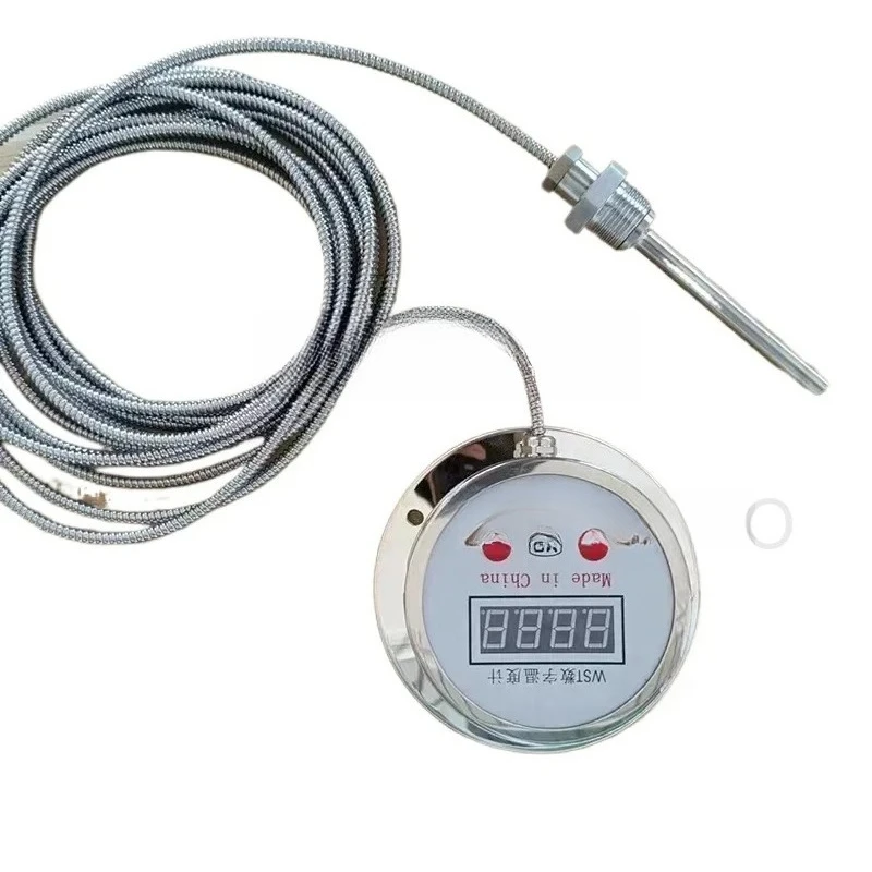 Stainless Steel Temperature Gauge with 2m Cables Bimetal Temperature Thermometer C/F Display -50~200 Degree