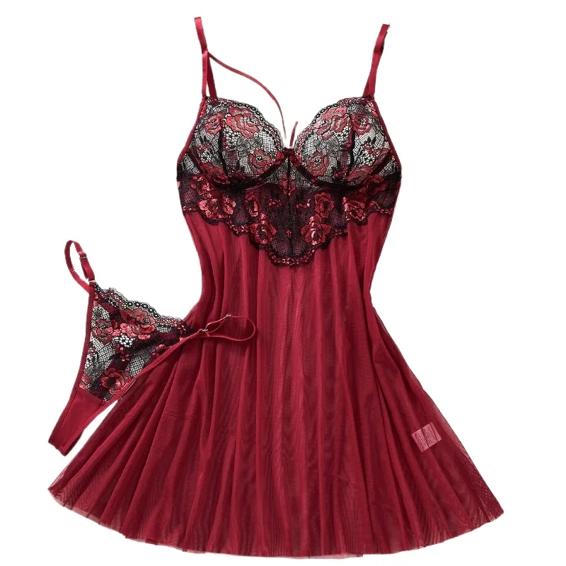 

Сексуальное женское белье Pure Desire Style: кружевная прозрачная ночная сорочка с эффектом пуш-ап и косточками