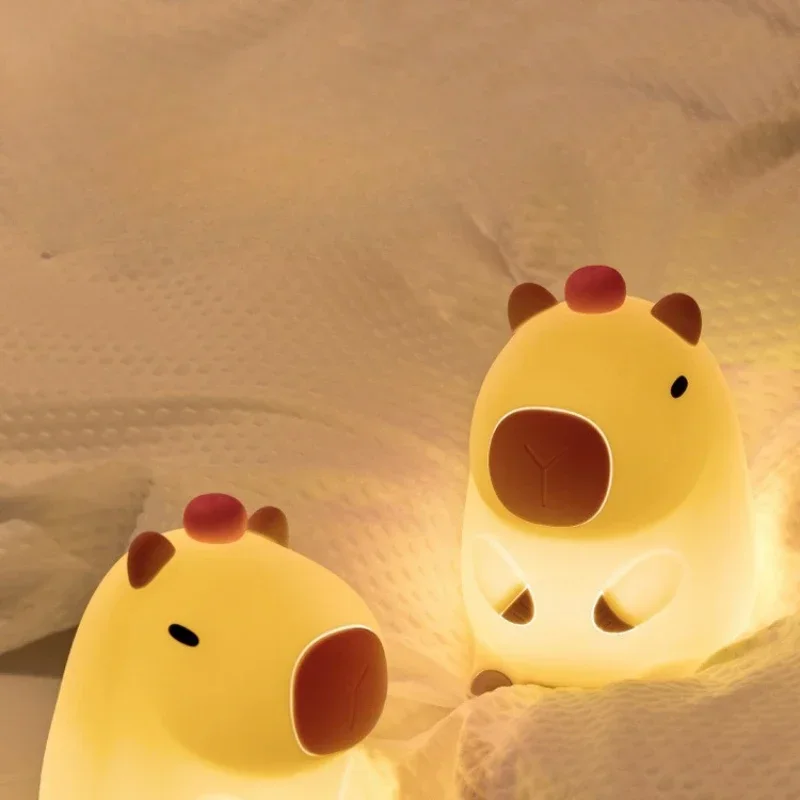 New Capybara Silicone Night Light Rechargeable Dimmable Guinea Pig Lamp Gift Desktop Ornaments Stationery