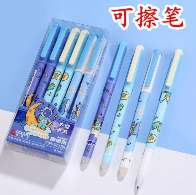 3Pcs/Set Unicorn Flamingo Erasable Washable Handle Erasable Pen Refill 0.5mm Blue Ink Black Cat Gel Pens for School Supplies