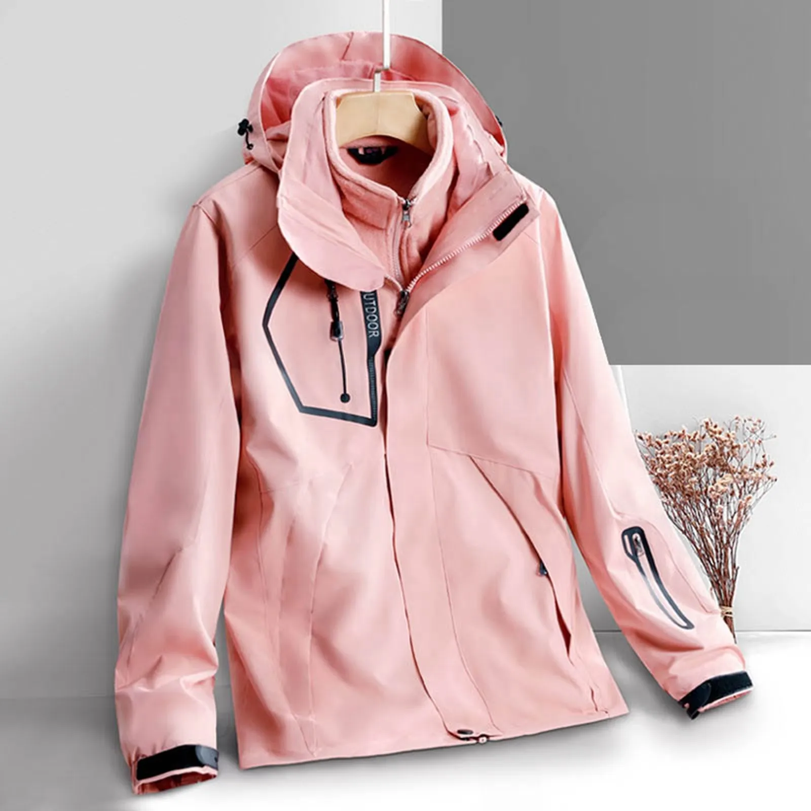 Thick Warm Hiking Jacket Men Women Multi Pockets Waterproof 3 In1 Detachable Windbreakers Fleece Jacket for Women Winter Coats