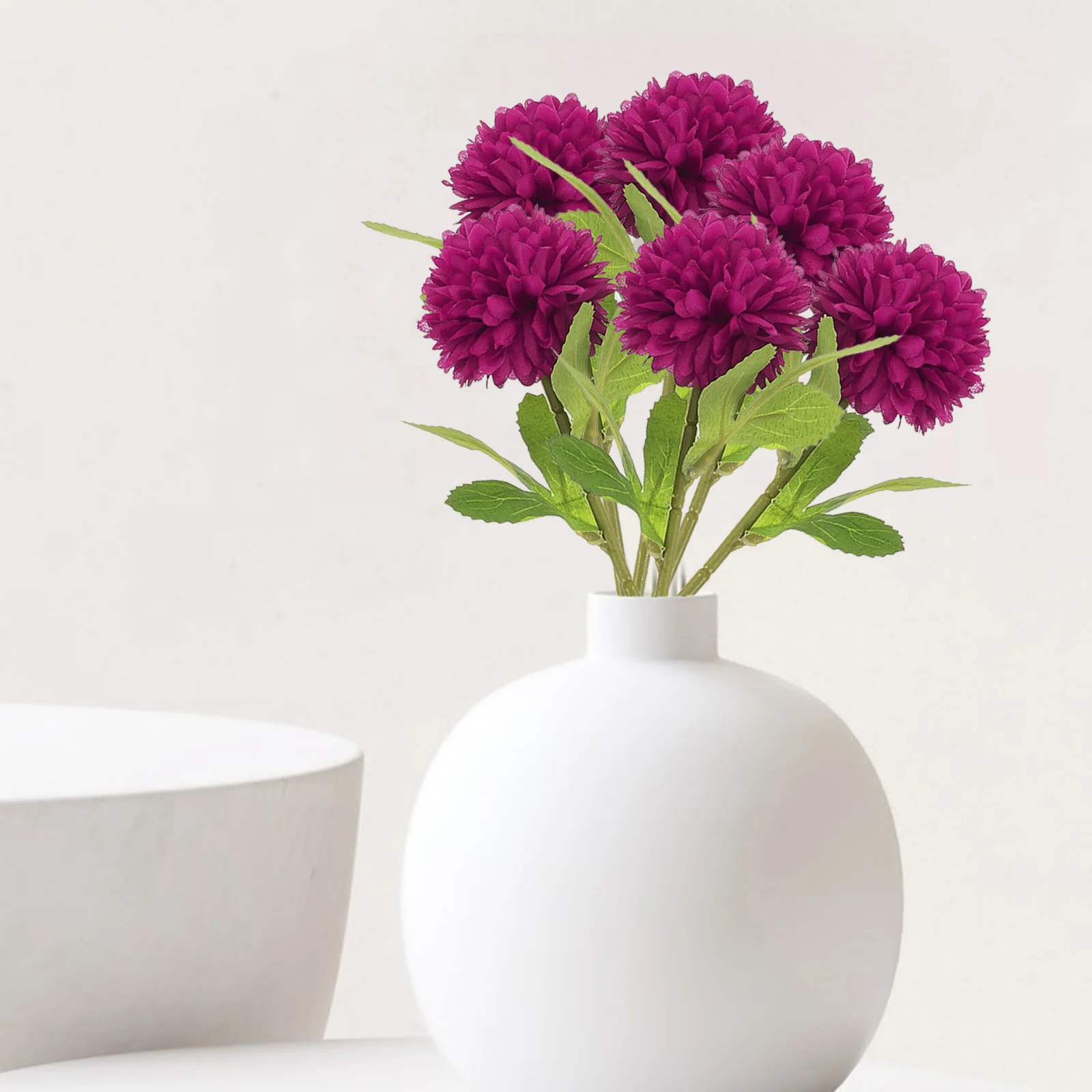 

10Pcs Artificial Chrysanthemum Ball Flowers Red Fake Lifelike Stems Wedding Table Centerpiece DIY Flower Arrangement